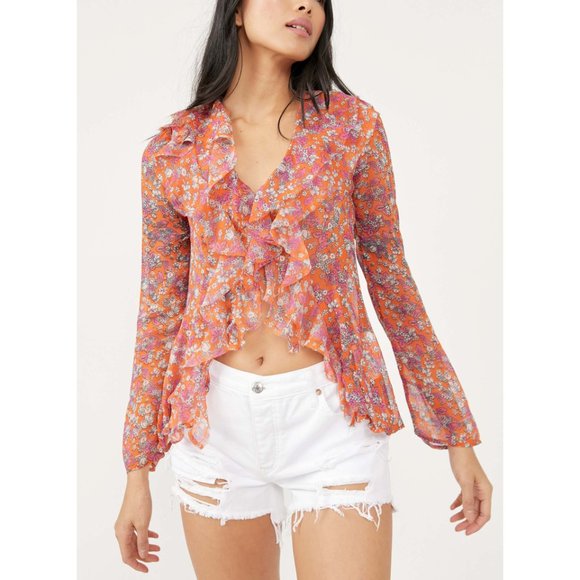 NWT Free People Nina Printed Top / Tulip Ditsy - Picture 1 of 7